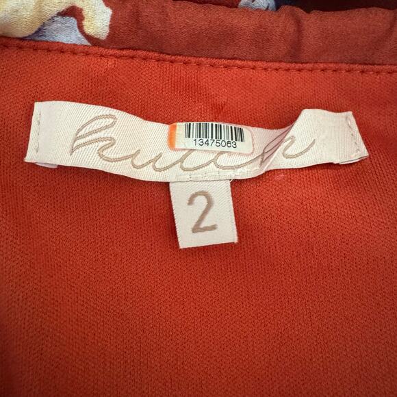 Hutch Declan Floral Midi Dress‎ Women’s Size 2 Brown Sleeveless Square Neckline - Picture 10 of 14